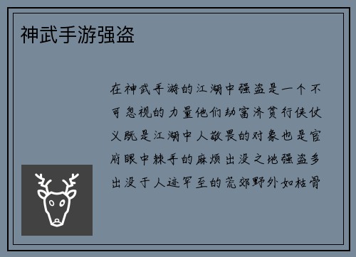 神武手游强盗
